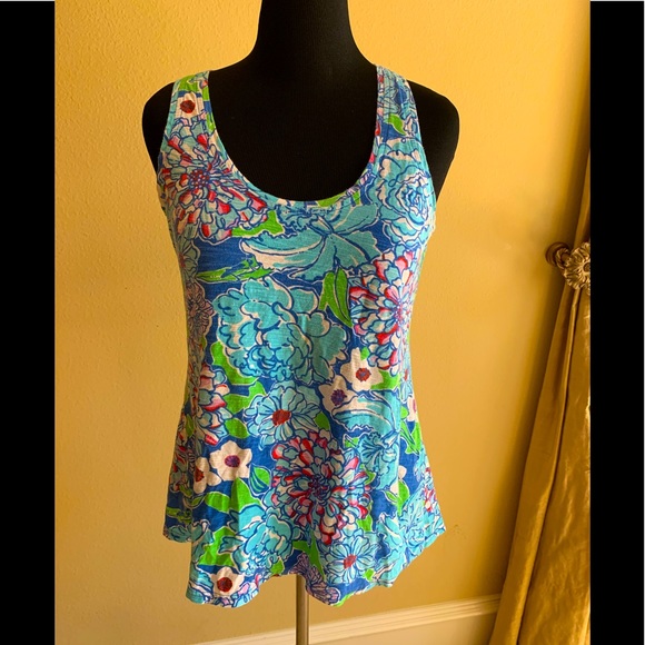 Lilly Pulitzer Tops - Lilly pulitzer long sleeveless prima cotton top L EUC